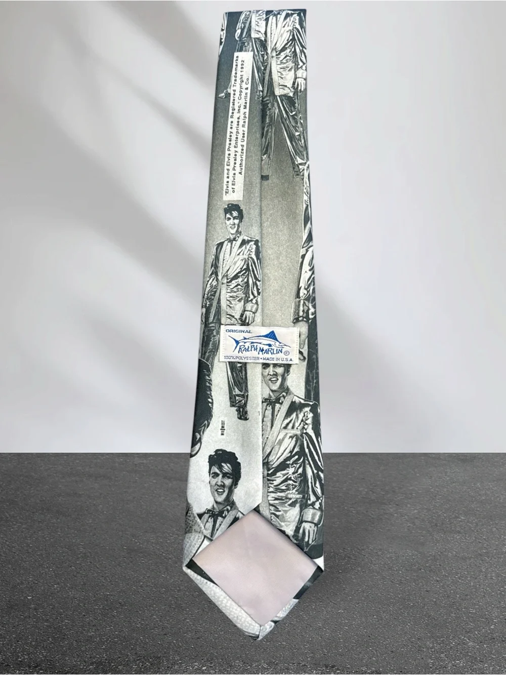 Vintage Elvis Presley Ralph Marlin Black/White Necktie